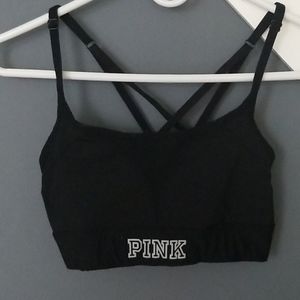 A PINK black sports bra